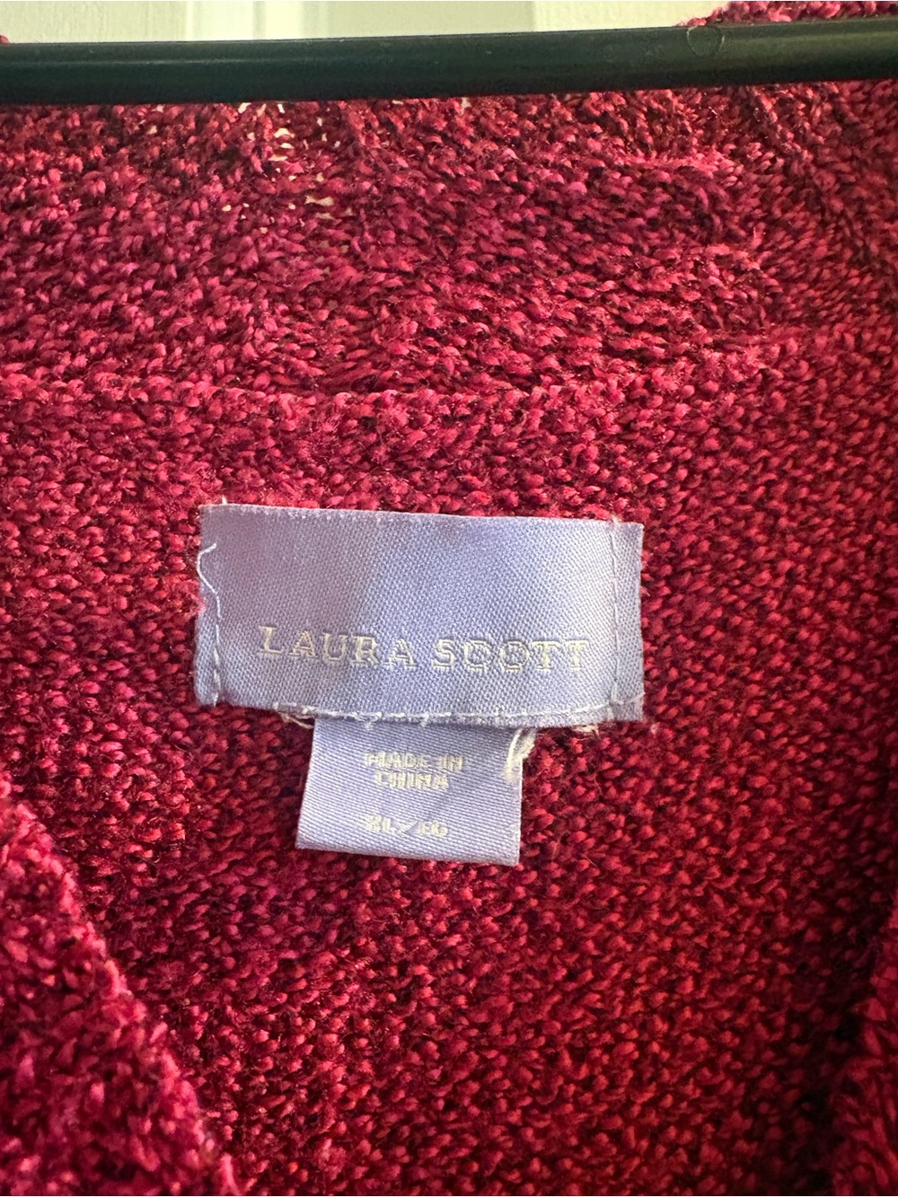 Laura Scott Deep Raspberry Knit V-Neck Sweater - Picture 3 of 3